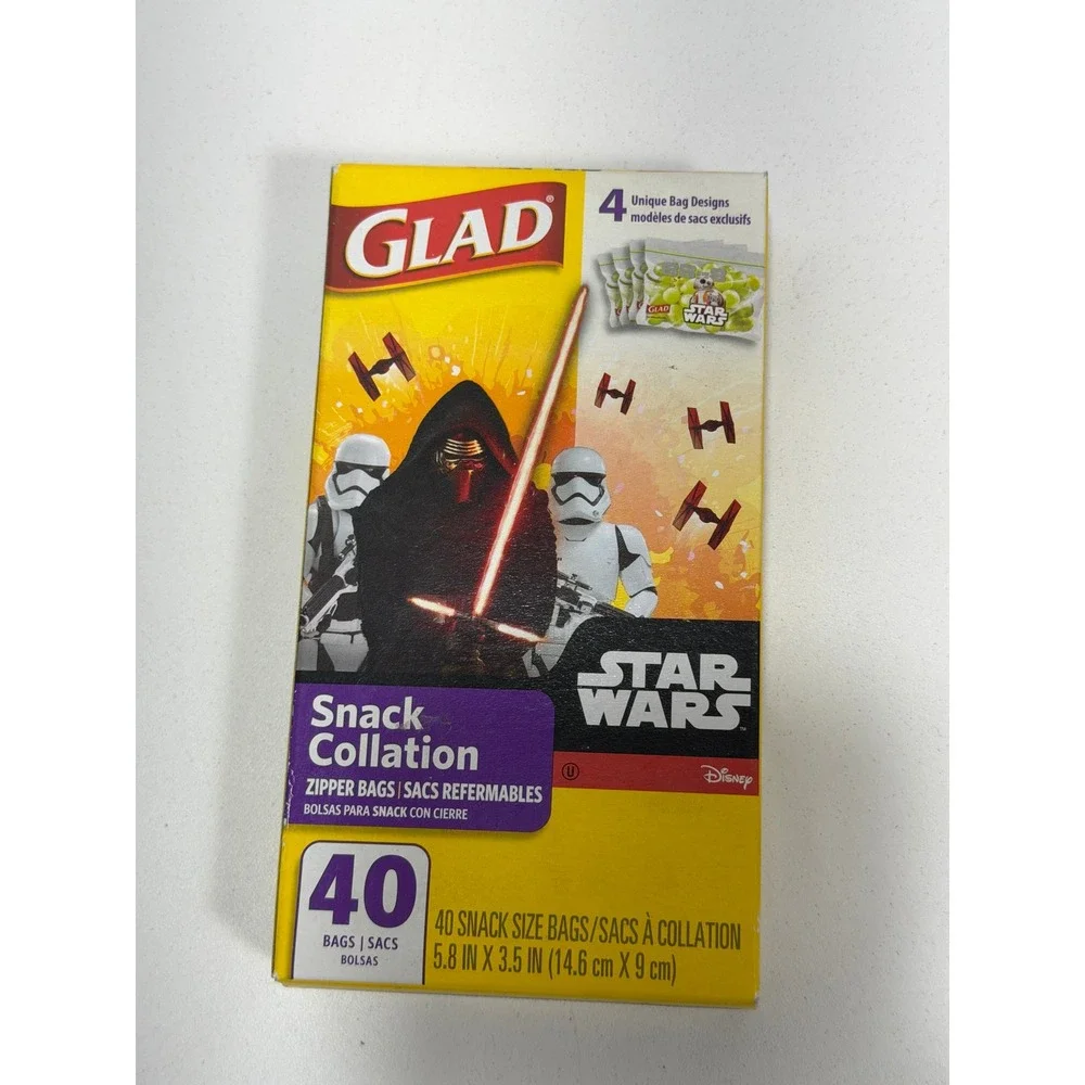 Glad Star Wars‎ Snack Bags 40ct +5 Small Food Storage Containers Set Kylo Ren